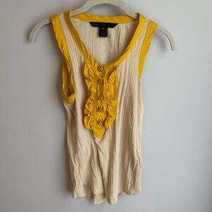 Marc By Marc Jacobs Yellow and Cream Tank Top